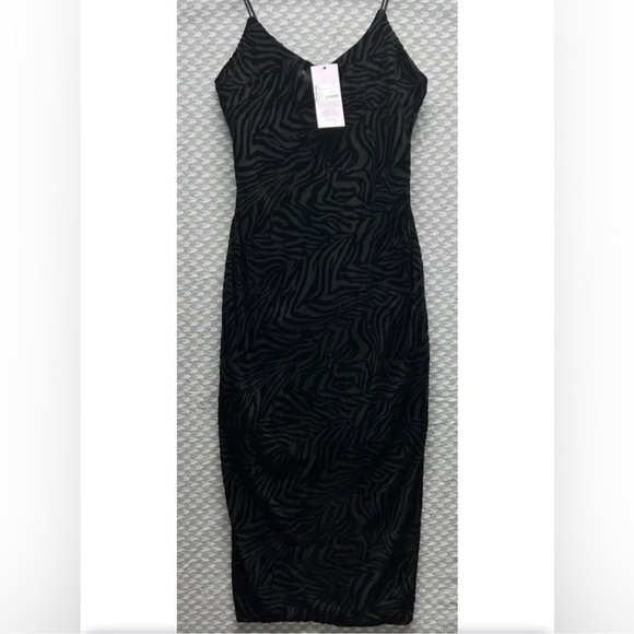Wild Fable Black Velvet Maxi Zebra Dress - Picture 3 of 5